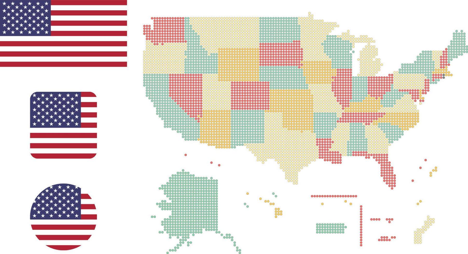 mapa dos estados unidos. e bandeira. ilustração em vetor símbolo ícone plano