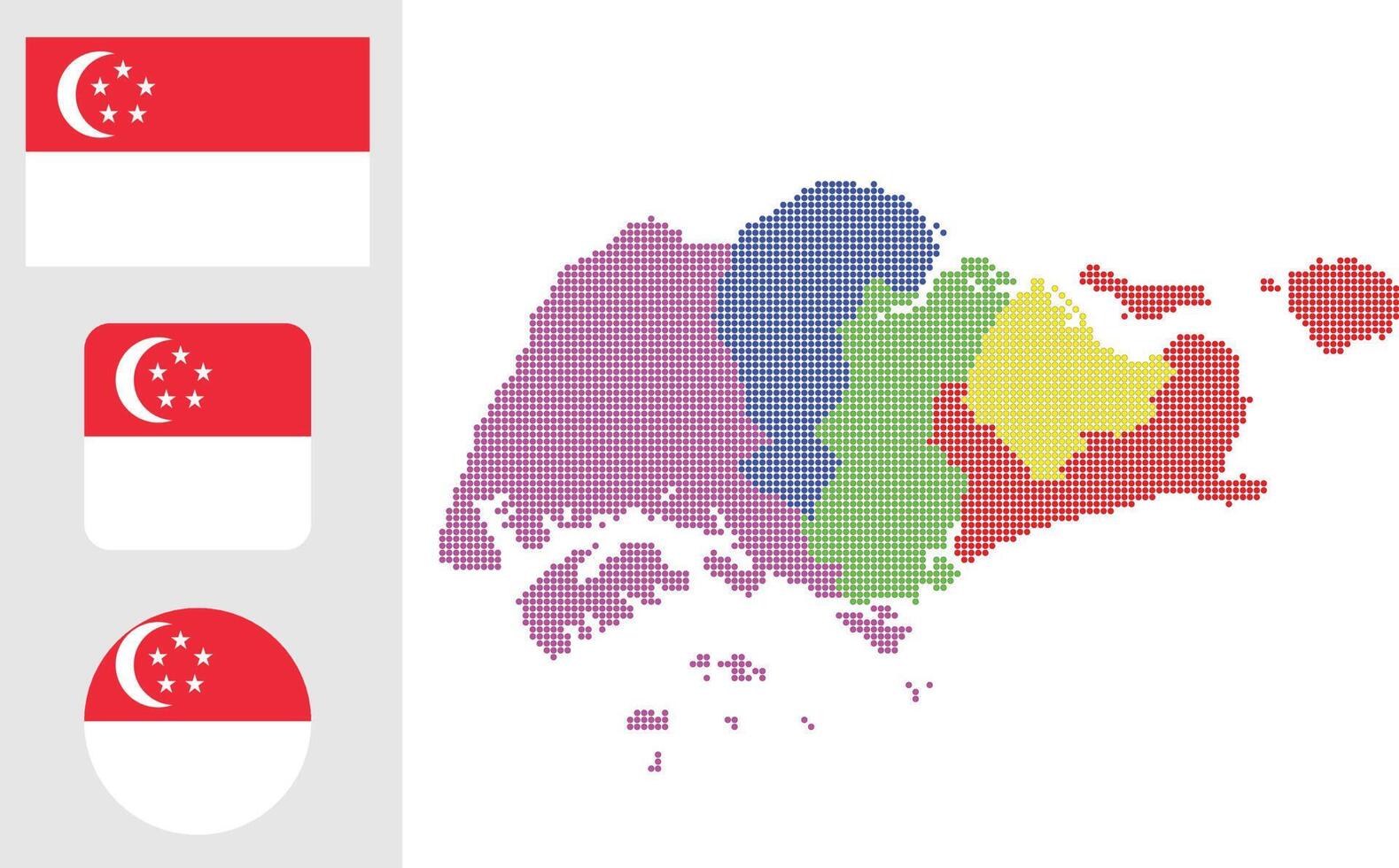 mapa de singapura e ilustração vetorial de símbolo de ícone plano de bandeira vetor