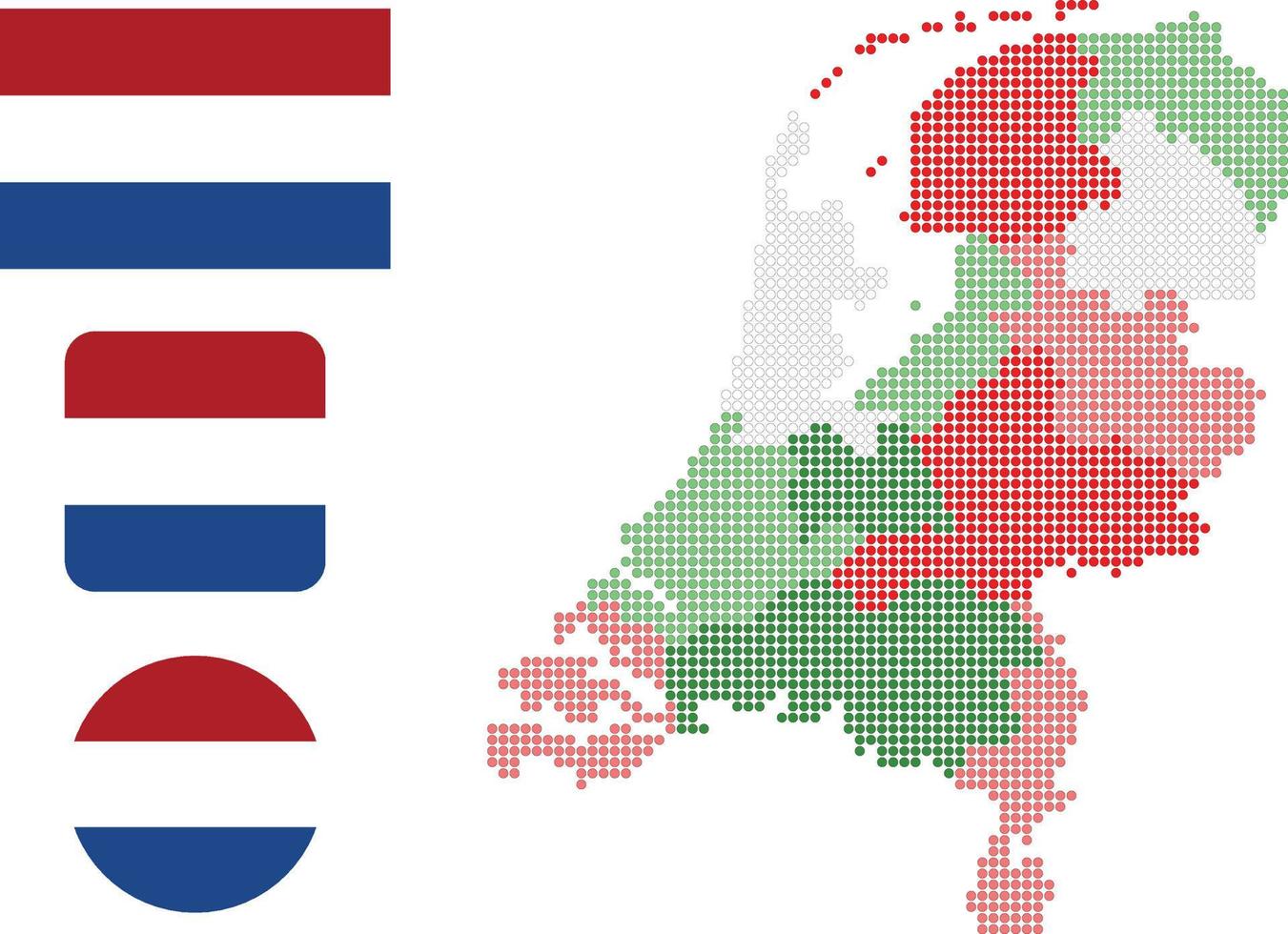 mapa da holanda e ilustração vetorial de símbolo de ícone plano de bandeira vetor