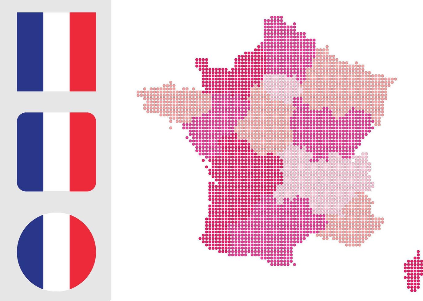 mapa da frança e ilustração vetorial de símbolo de ícone plano de bandeira vetor