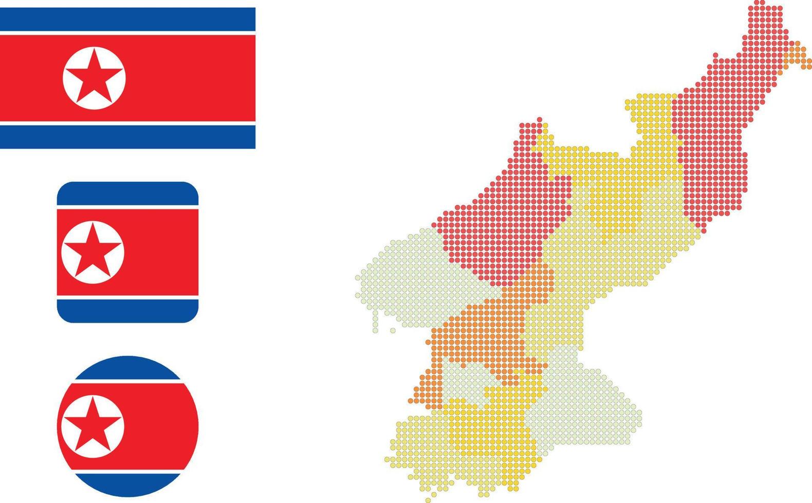 mapa da coreia do norte e ilustração vetorial de símbolo de ícone plano de bandeira vetor