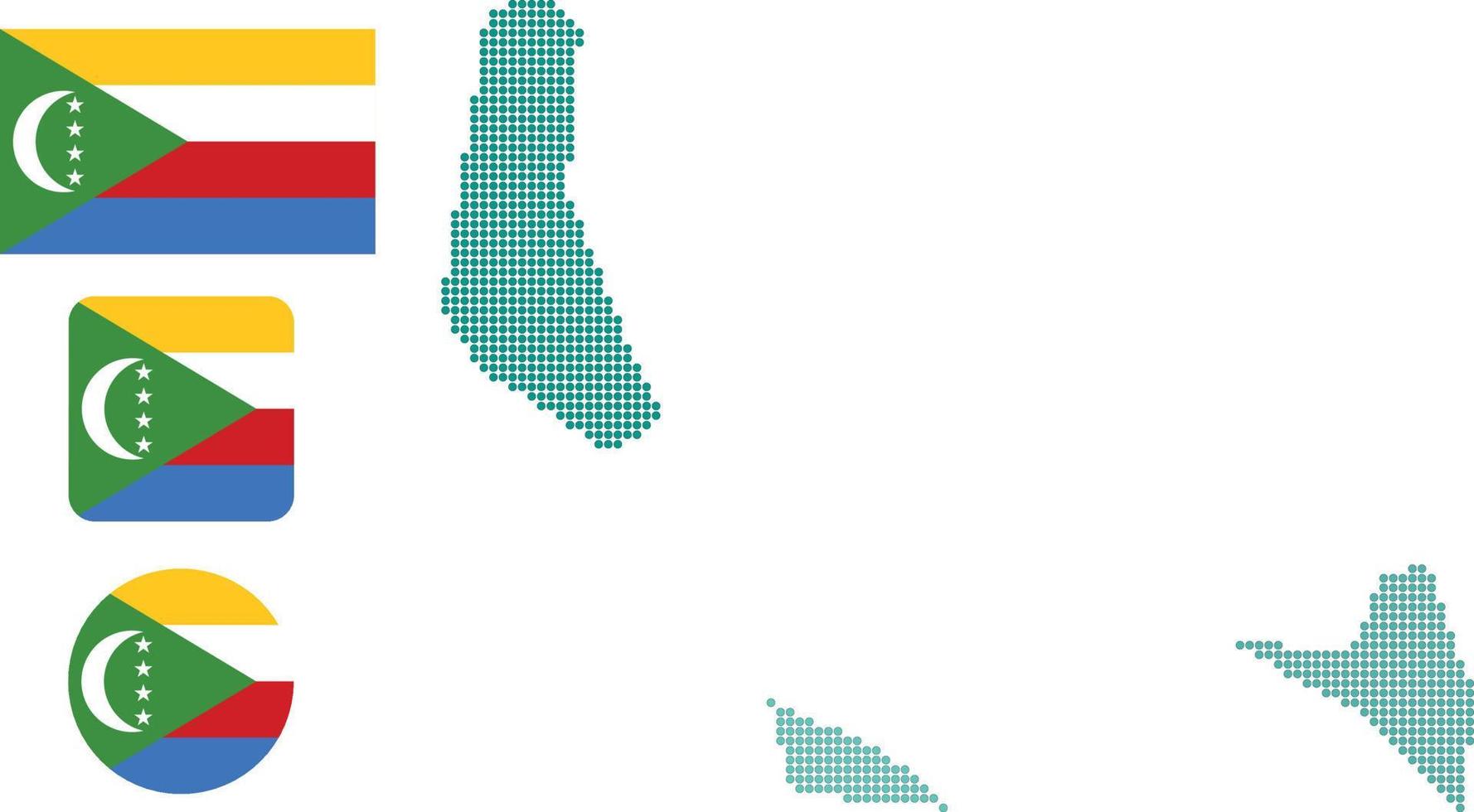 mapa de comores e ilustração vetorial de símbolo de ícone plano de bandeira vetor