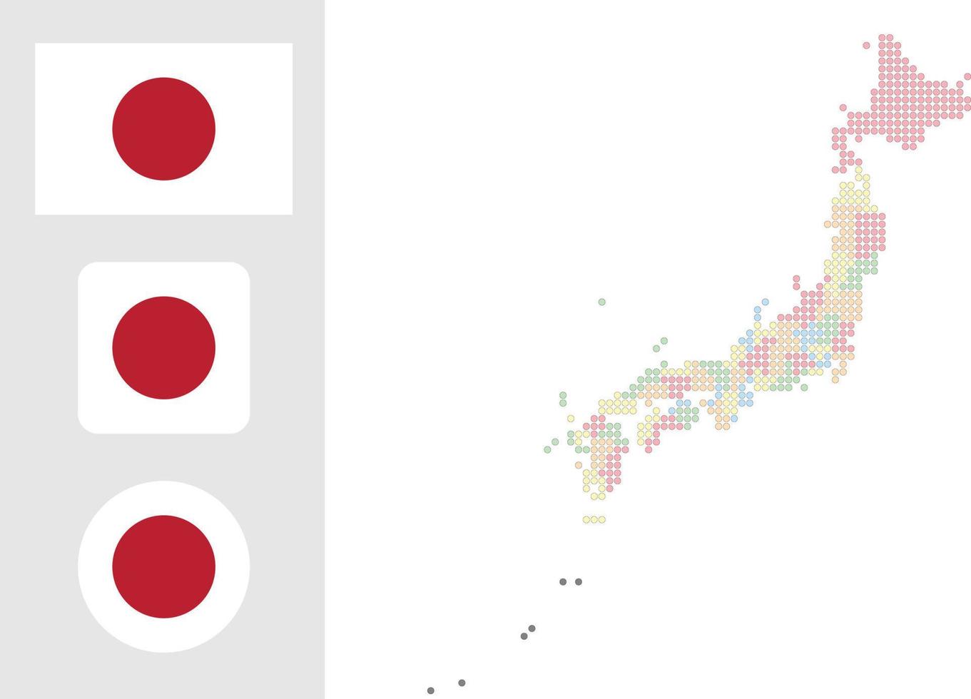 mapa do japão e ilustração vetorial de símbolo de ícone plano de bandeira vetor