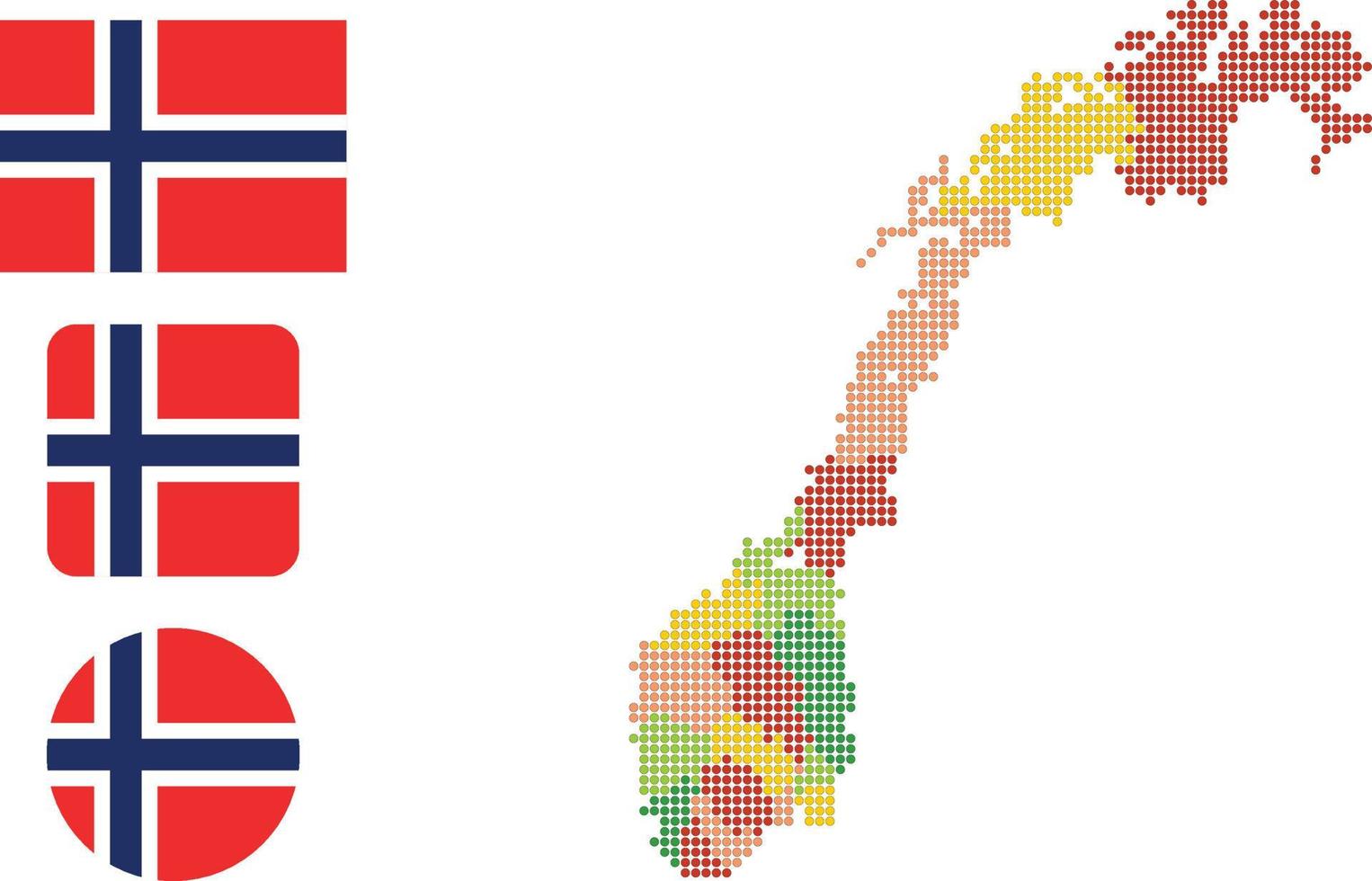 mapa da noruega e ilustração vetorial de símbolo de ícone plano de bandeira vetor