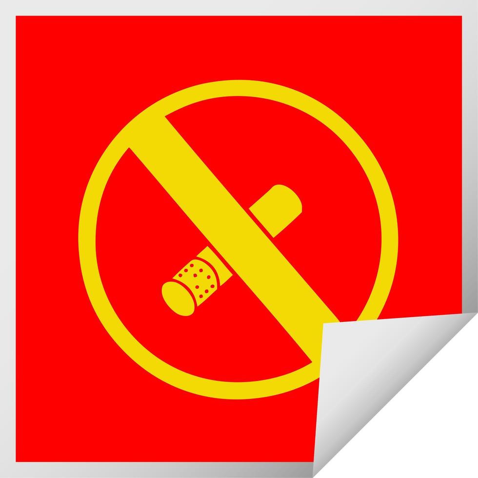 adesivo quadrado descascando desenho animado proibido fumar vetor