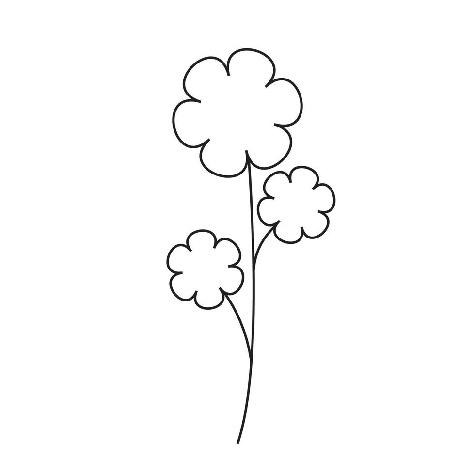 ilustração simples de uma flor com contorno preto e fundo branco vetor