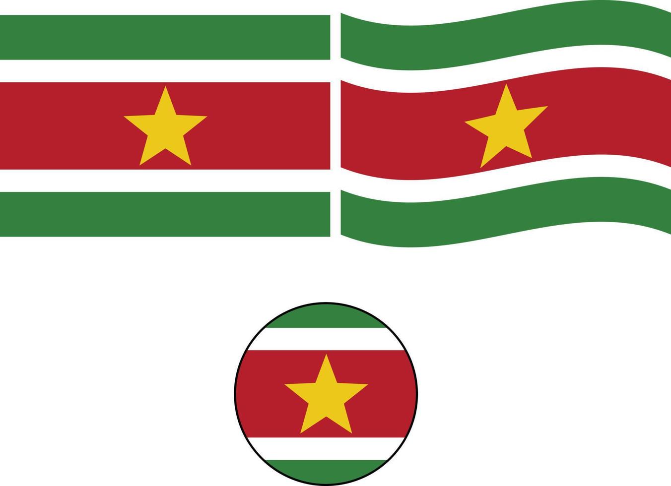 bandeira de vetor de alta detalhada do Suriname. bandeira nacional do suriname. bandeira de ondulação do suriname. estilo plano.