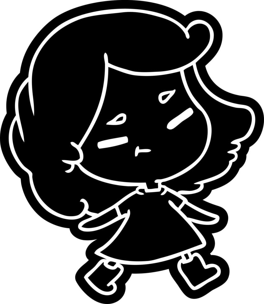 ícone de desenho animado de uma linda garota kawaii vetor