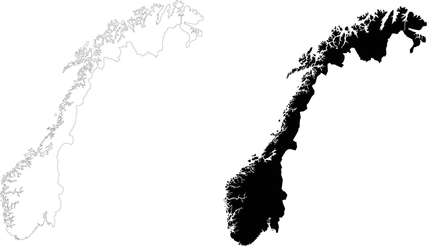 mapa da Noruega em fundo branco. mapa de contorno do sinal da noruega. estilo plano. vetor