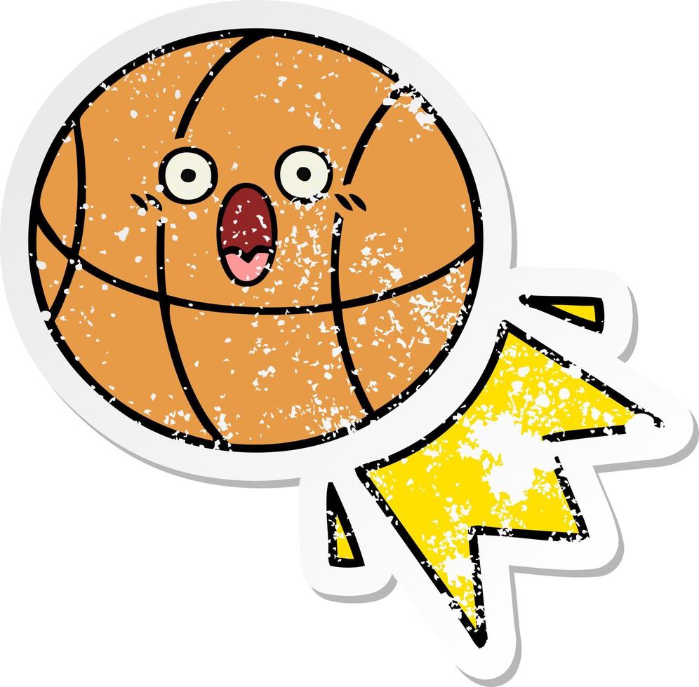 vinheta angustiada de um basquete bonito de desenho animado vetor