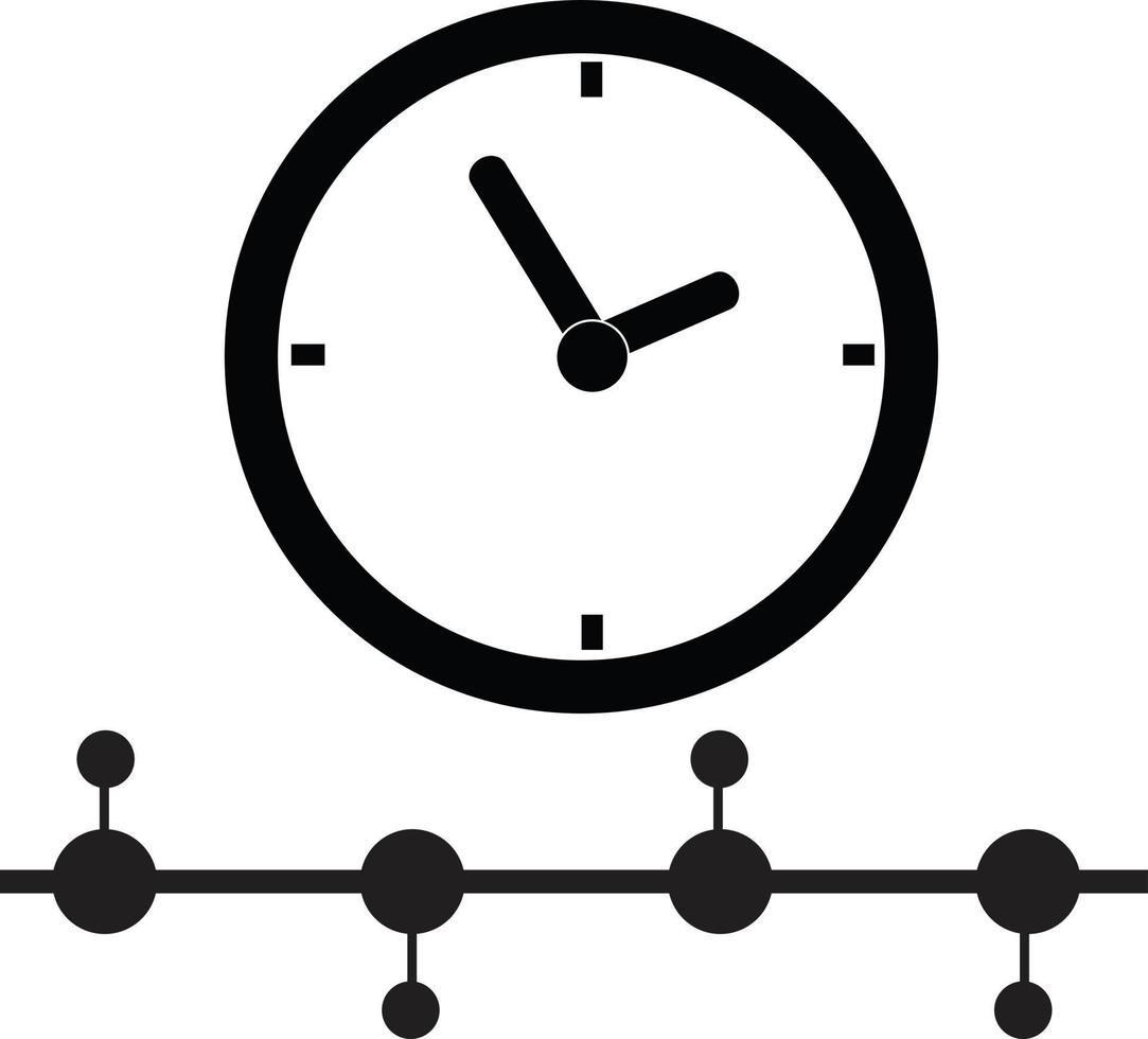 ícone de linha do tempo em fundo branco. sinal de gerenciamento de tempo. relógio com símbolo de linha do tempo. estilo plano. vetor