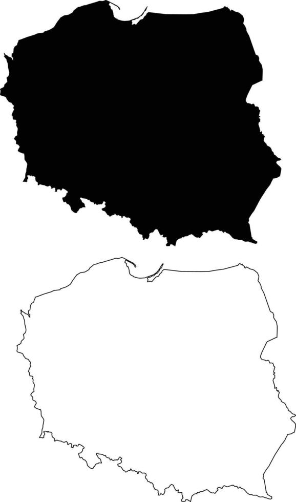 mapa da Polônia em fundo branco. mapa preto e branco da Polônia. estilo plano. vetor