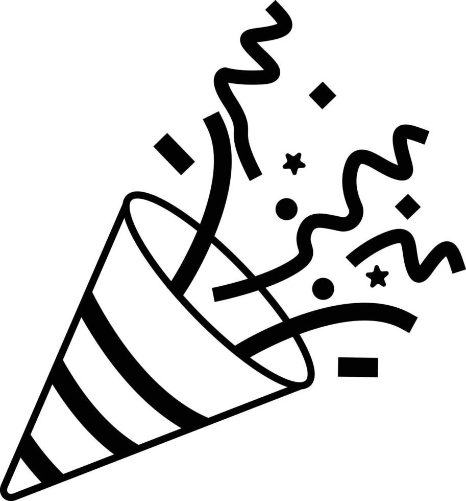 ícone de popper de confete em fundo branco. símbolo de celebração. símbolo de festa popper. popper de festa explodindo com confete. estilo plano. vetor
