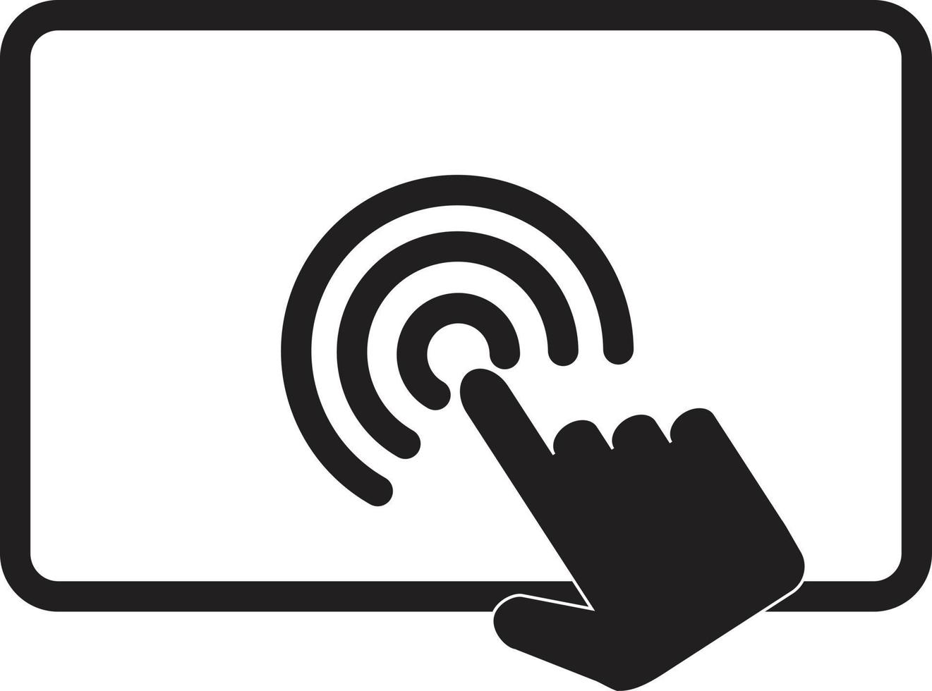 ícone de tela de toque em fundo branco. sinal de gesto de toque. ponteiro no símbolo da tela. estilo plano. vetor