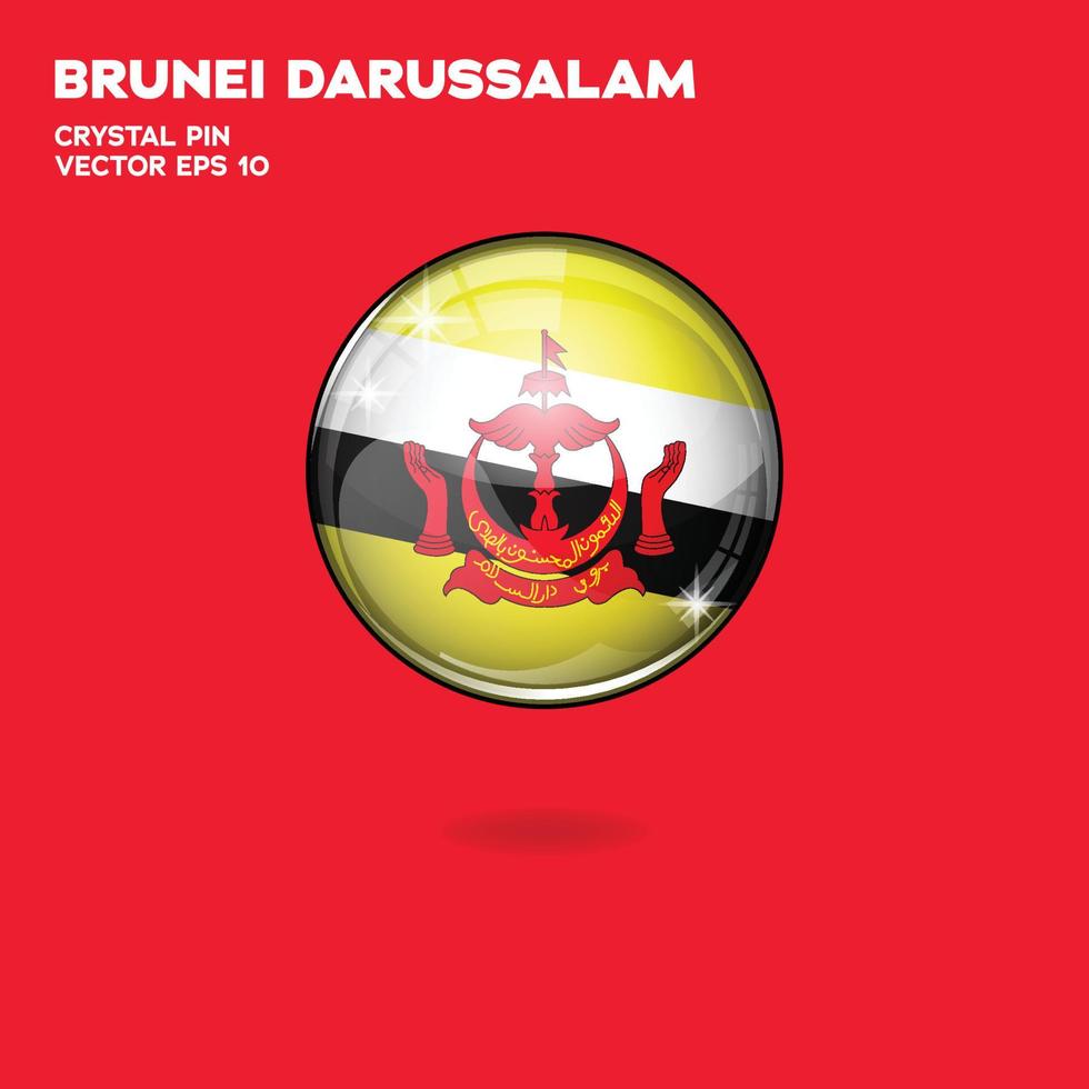 botões 3d da bandeira de Brunei Darussalam vetor