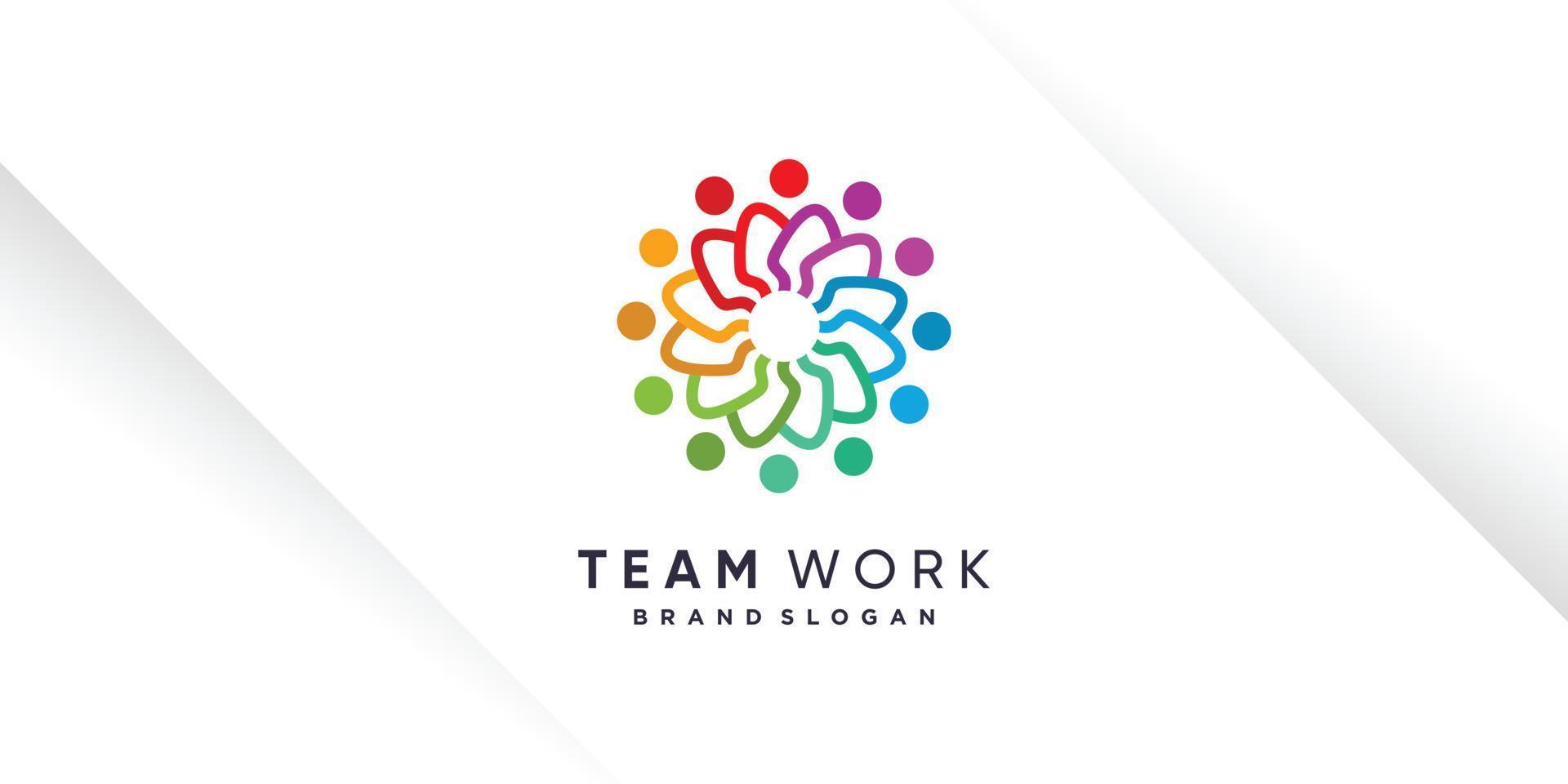 vetor de design de logotipo de trabalho em equipe com estilo único para caridade, humanidade, comunidade ou grupo