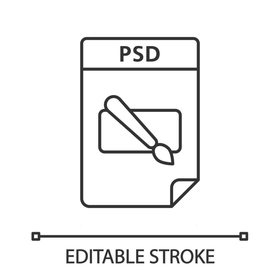 ícone linear do arquivo psd. formato de arquivo de imagem em camadas. ilustração de linha fina. símbolo de contorno. desenho de contorno isolado de vetor. traço editável vetor