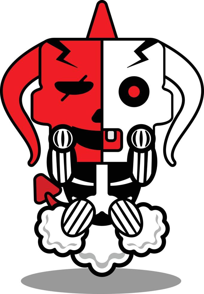 desenho de halloween desenho animado de diabo vermelho personagem mascote personagem ilustração vetorial crânio fofo peido foguete vetor