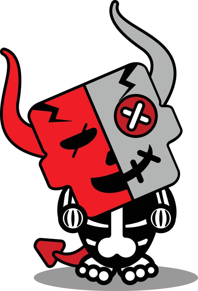 ilustração em vetor personagem de mascote de diabo dos desenhos animados de halloween estilo zumbi bonito