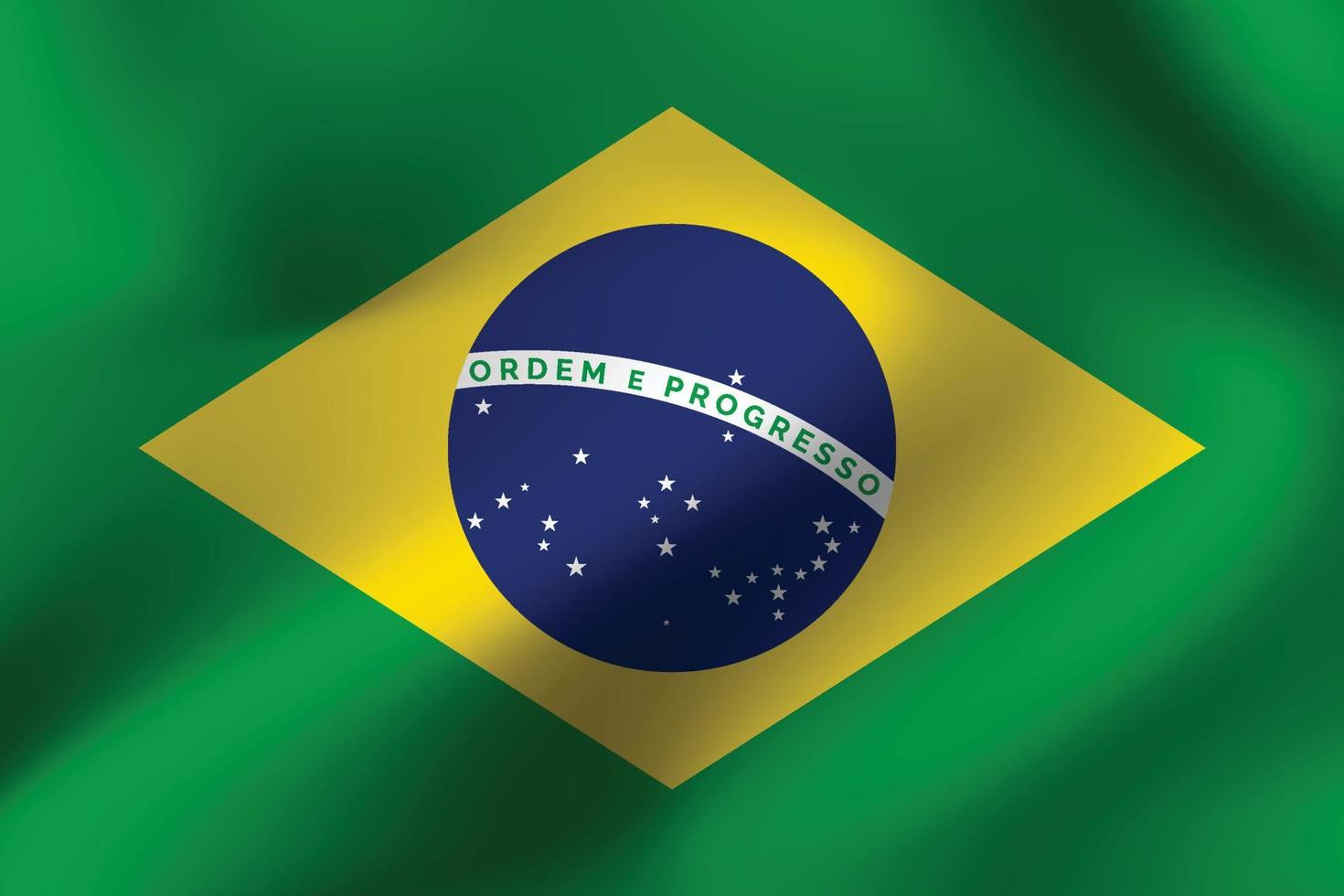 Bandeira de ilustração 3D do Brasil. feche acenando a bandeira do brasil. símbolo da bandeira do brasil. vetor