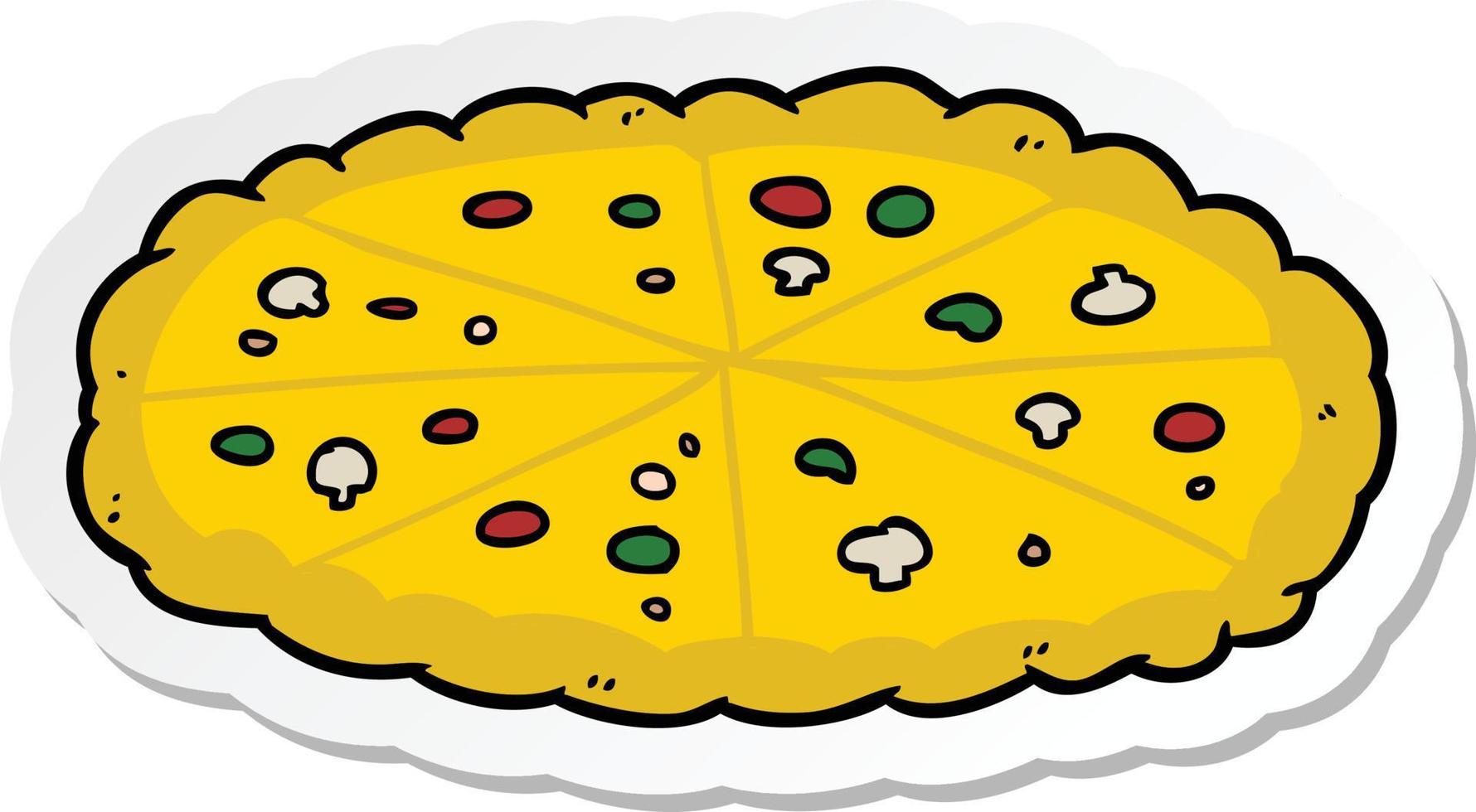 adesivo de uma pizza de desenho animado vetor