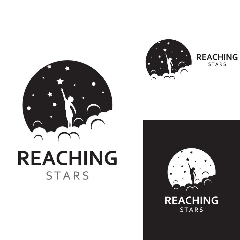um logotipo para alcançar as estrelas ou um logotipo para alcançar um sonho ou objetivo. logotipo usando o modelo de ilustração vetorial de design de conceito. vetor