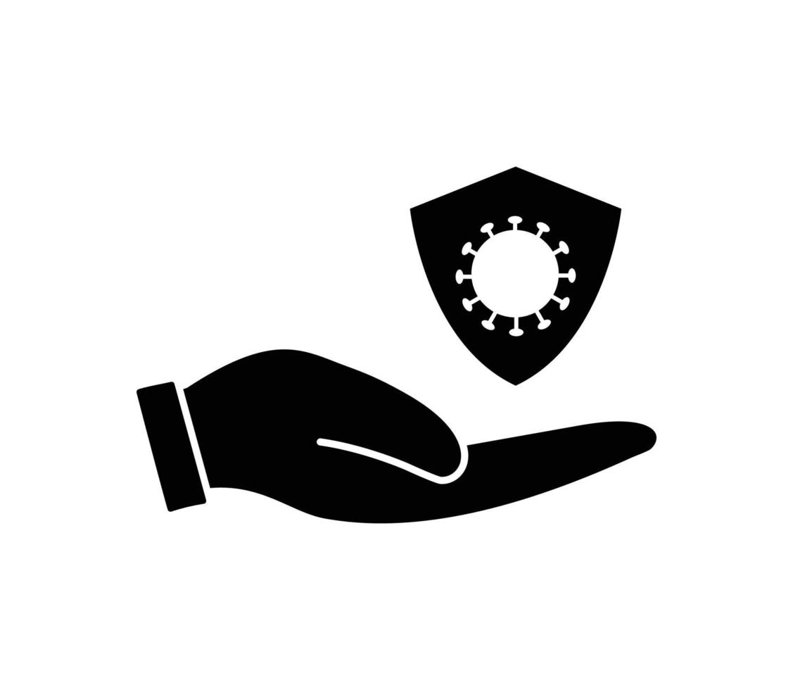 modelo de design de logotipo de vetor de ícone de mão e escudo