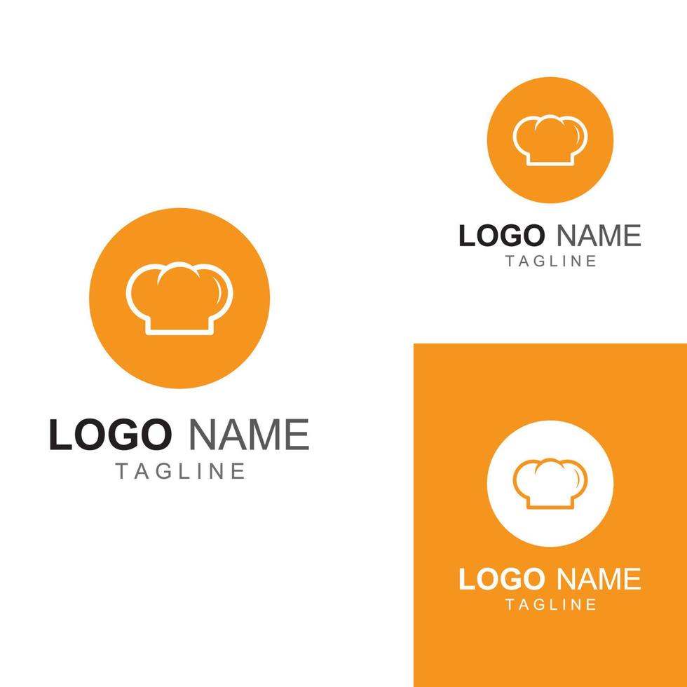 logotipo de chapéu de chef para restaurante, café e entrega de comida online. logotipo com modelo de design de ilustração vetorial. vetor