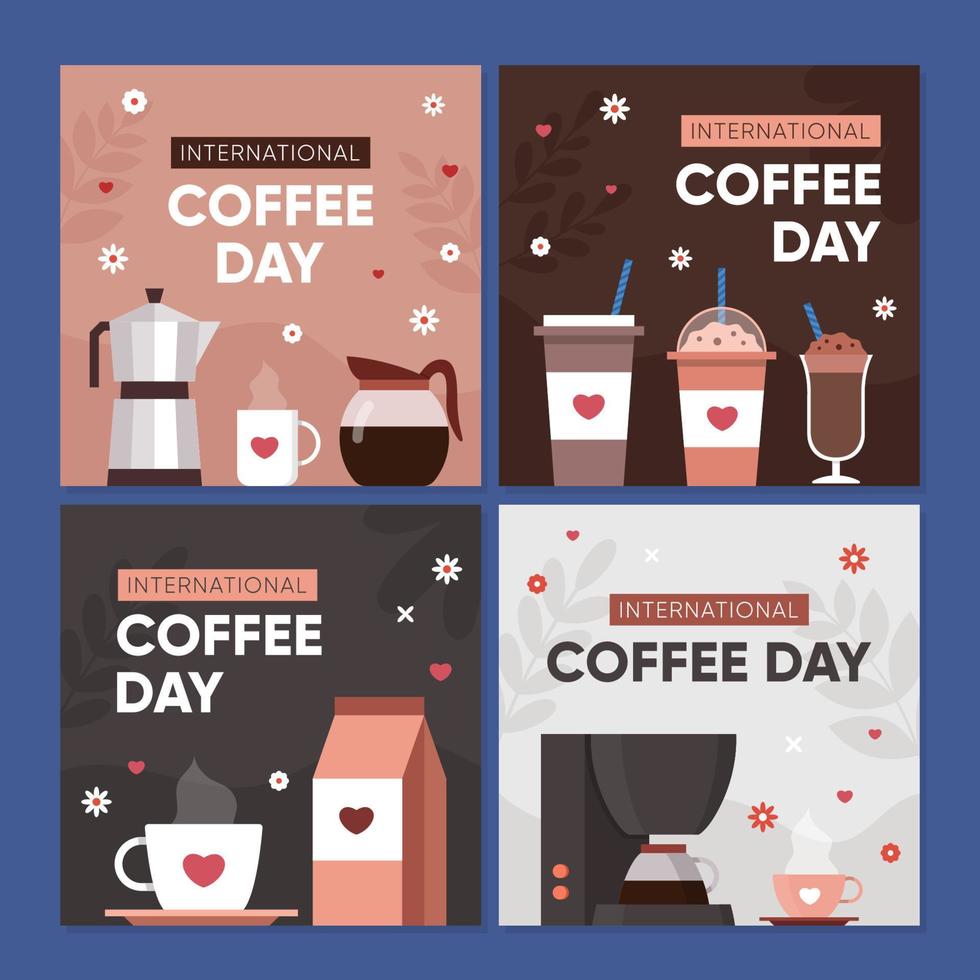 modelo de postagem de mídia social de celebração do dia internacional do café vetor
