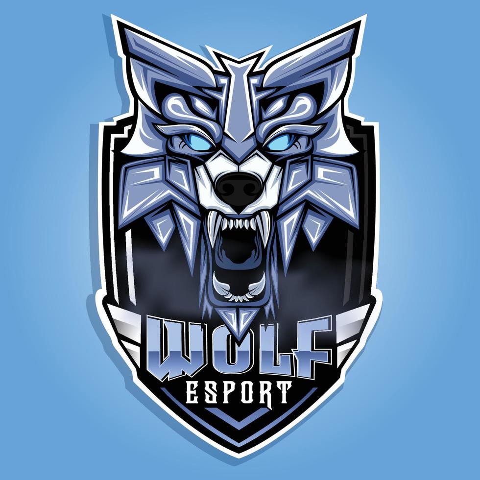 design de vetor de logotipo de mascote de jogos de esport lobo