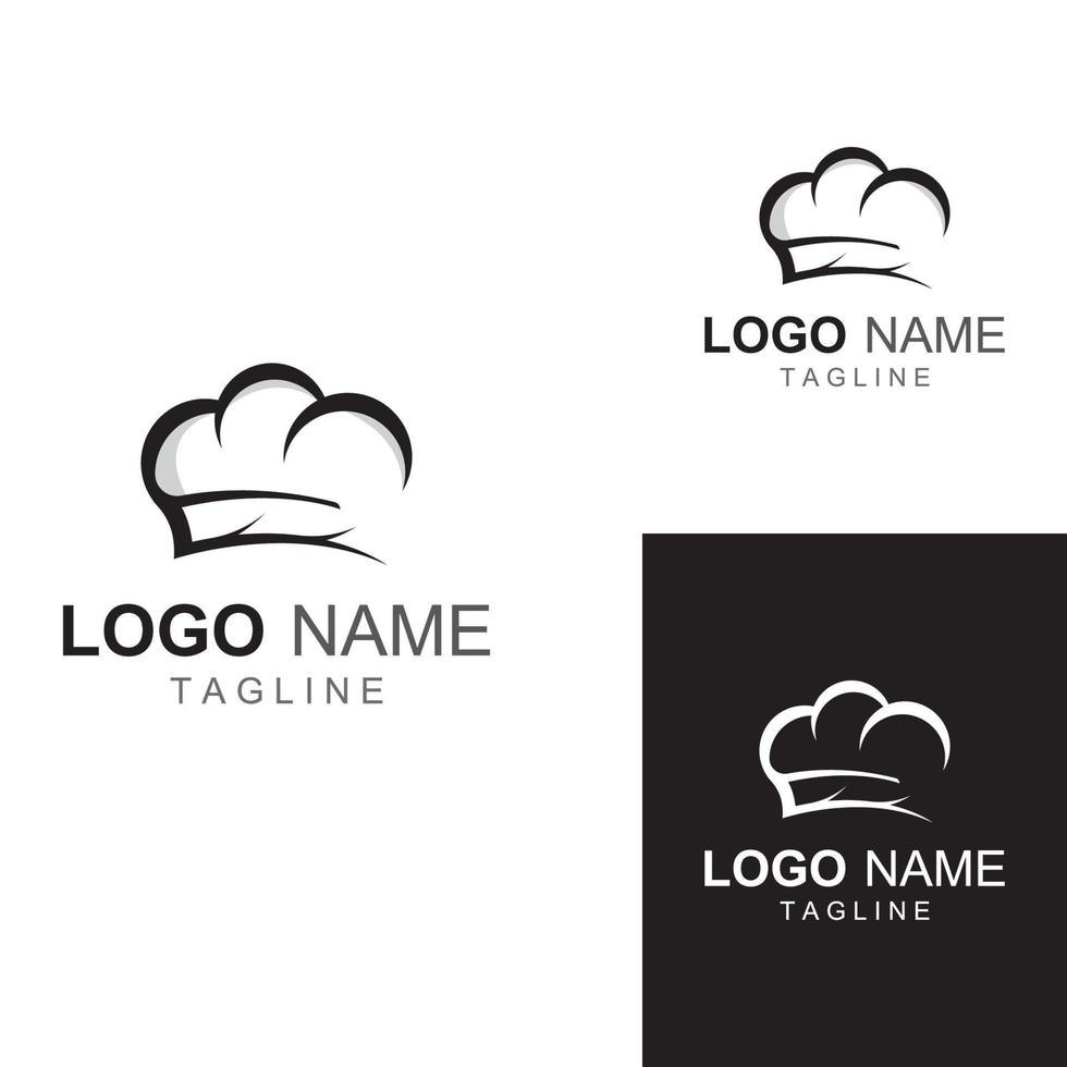 logotipo de chapéu de chef para restaurante, café e entrega de comida online. logotipo com modelo de design de ilustração vetorial. vetor