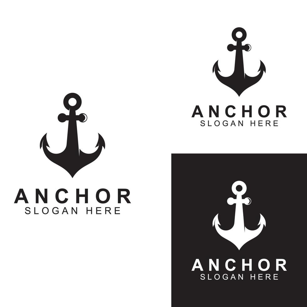 modelo de ilustração vetorial de design de símbolo de logotipo e âncora. vetor