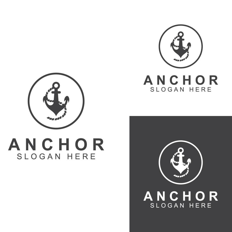 modelo de ilustração vetorial de design de símbolo de logotipo e âncora. vetor