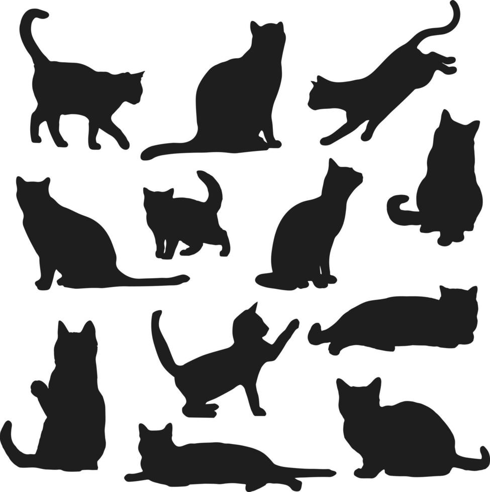 silhuetas de gato. coleção de vetores