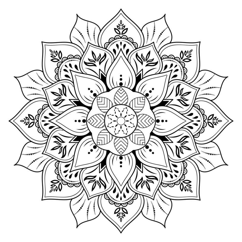 mandala de flor com estilo vintage floral contorno vetor