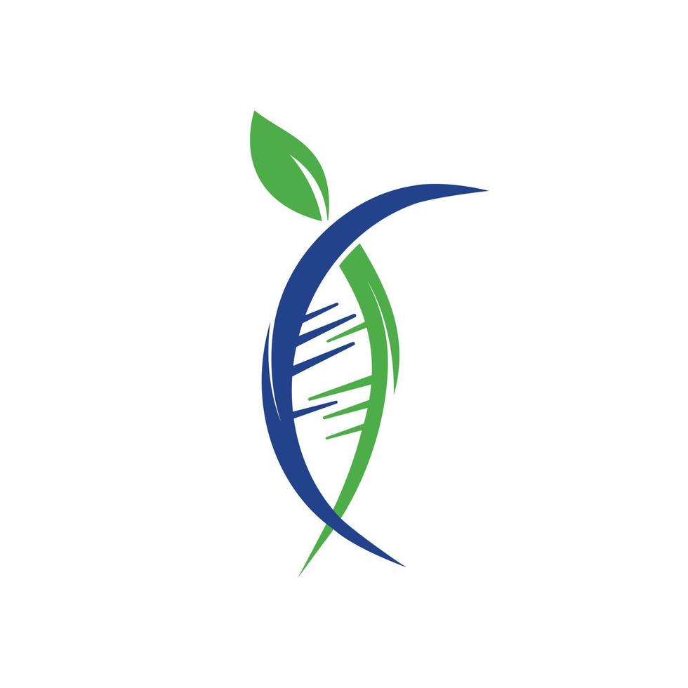 DNA humano com design de logotipo de vetor de folha.
