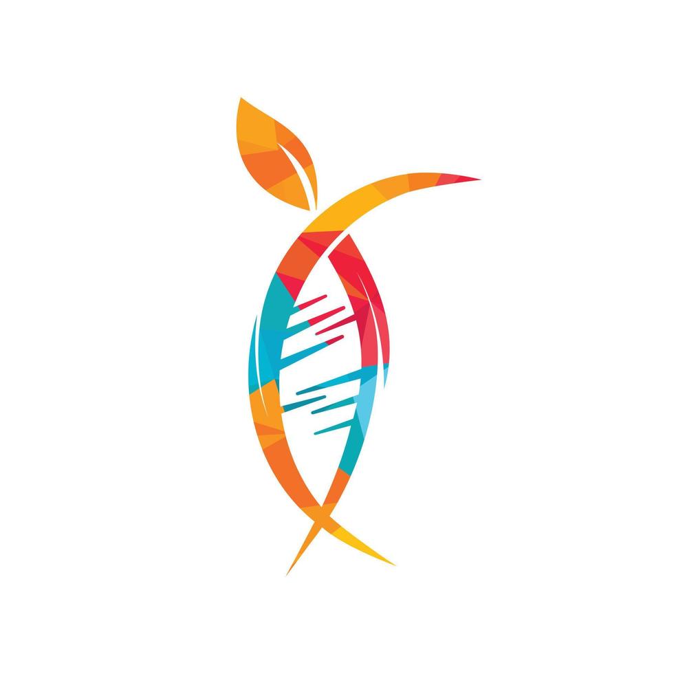 DNA humano com design de logotipo de vetor de folha.