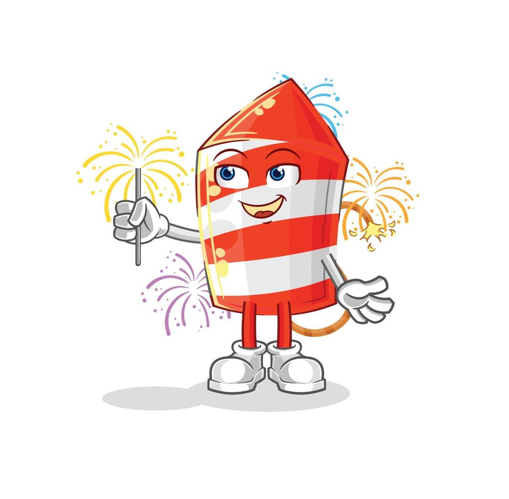 personagem de desenho animado de fogos de artifício vetor