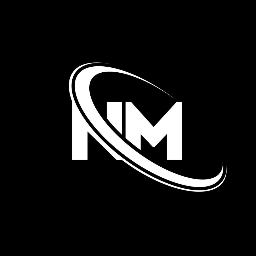 logotipo nm. projeto nm. letra nm branca. design de logotipo de letra nm. letra inicial nm logotipo do monograma maiúsculo do círculo vinculado. vetor