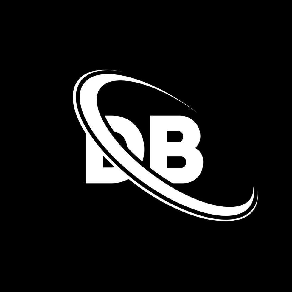 logotipo db. projeto de banco de dados. letra db branca. design de logotipo de letra db. letra inicial db logotipo de monograma maiúsculo círculo vinculado. vetor