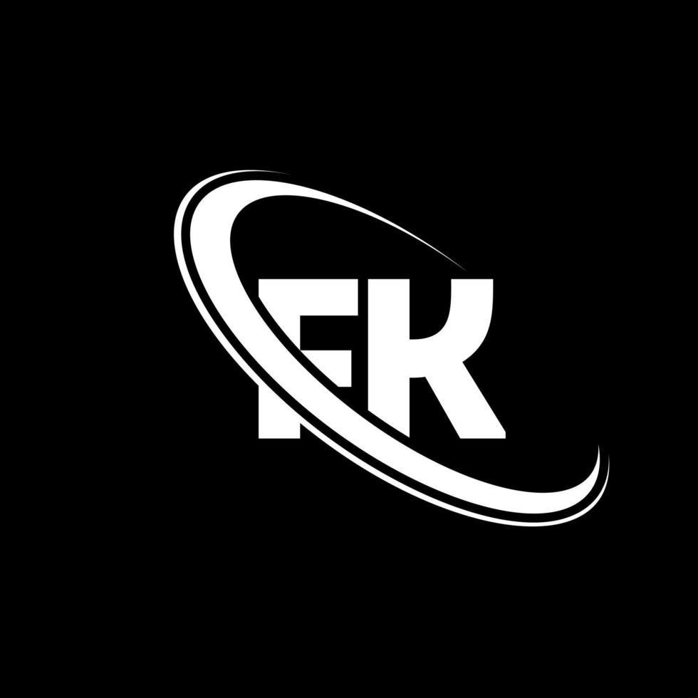 logotipo fk. projeto fk. carta branca fk. design de logotipo de letra fk. letra inicial fk logotipo monograma maiúsculo do círculo vinculado. vetor