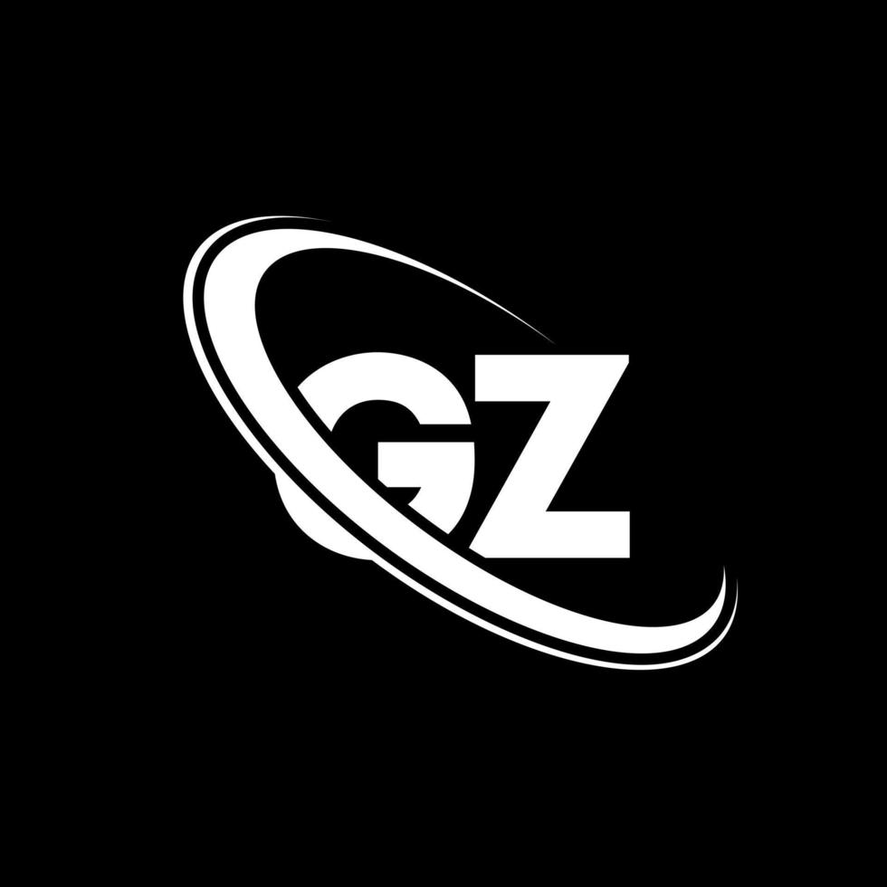 logotipo gz. projeto gz. letra gz branca. design de logotipo de letra gz. letra inicial gz vinculado ao logotipo do monograma maiúsculo do círculo. vetor
