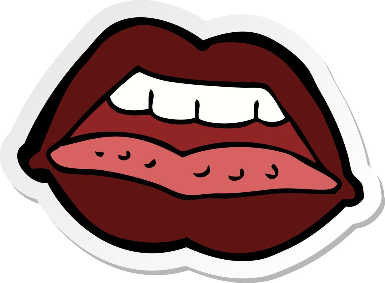 adesivo de um símbolo de lábios sensuais de desenho animado vetor