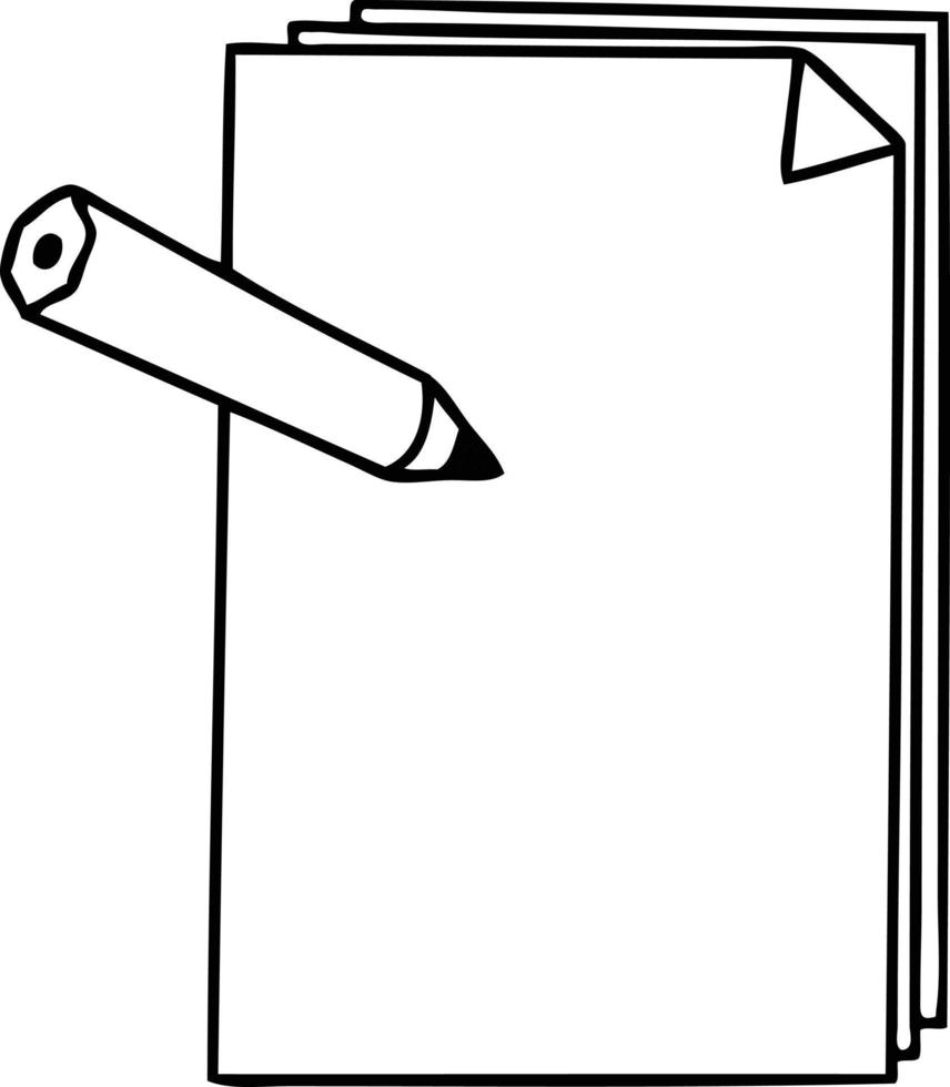 lápis e papel de desenho animado de desenho de linha peculiar vetor