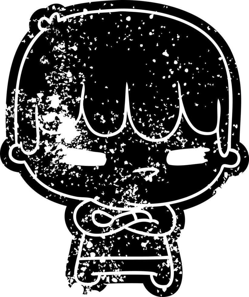ícone grunge de um menino bonito kawaii cruzado vetor