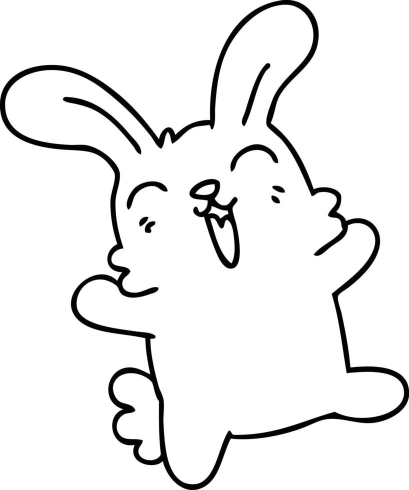 coelho de desenho animado de desenho de linha peculiar vetor