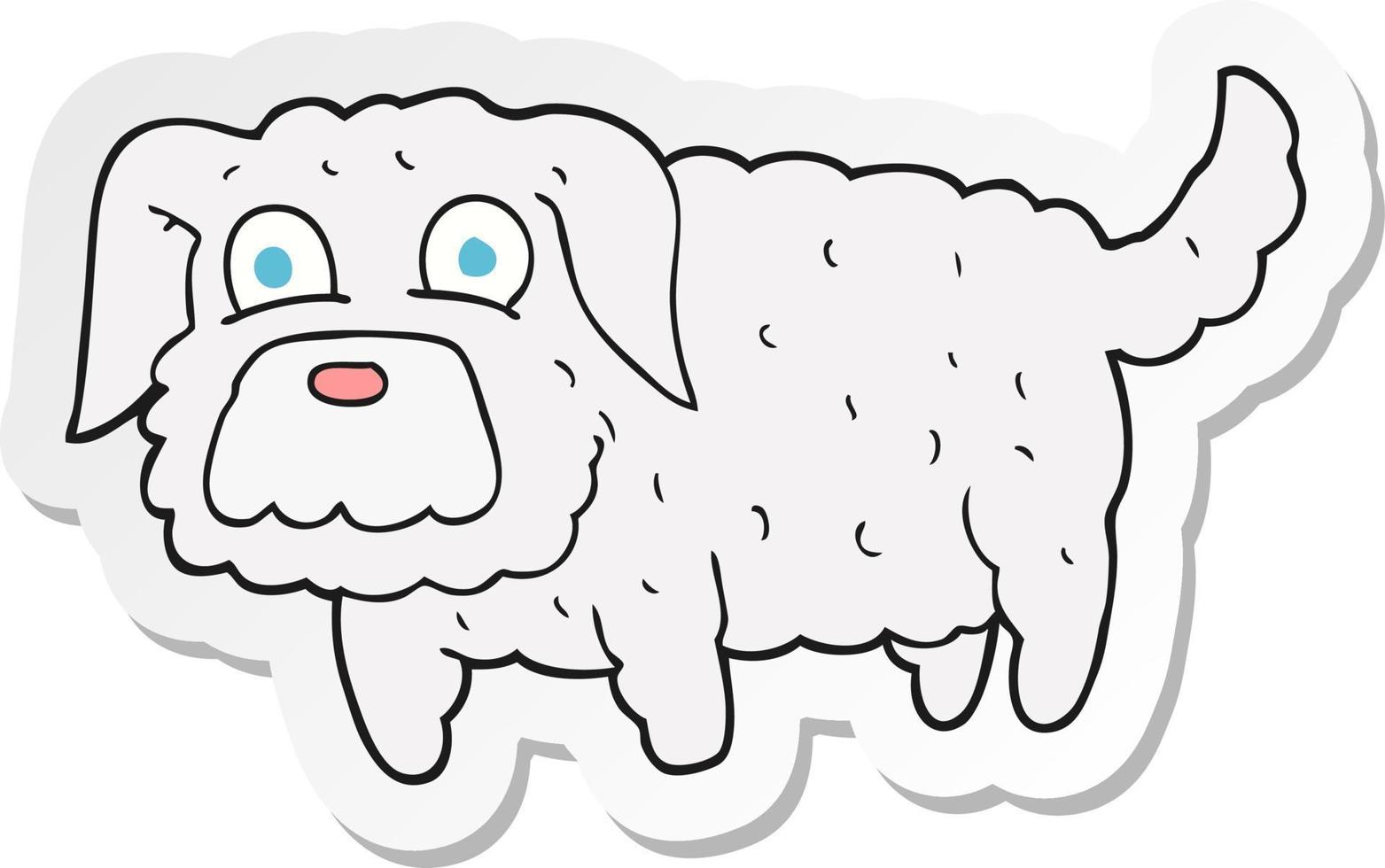 adesivo de um cachorro pequeno de desenho animado vetor