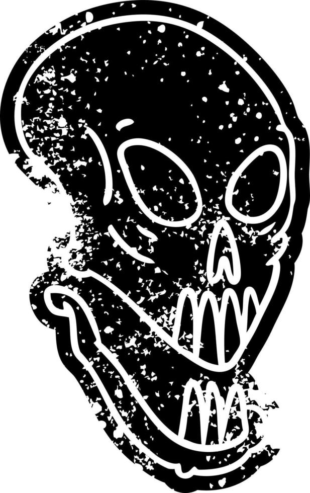 desenho de ícone grunge de uma cabeça de caveira vetor