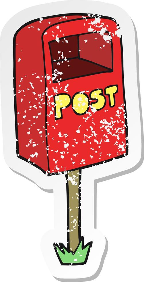 adesivo retrô angustiado de uma caixa de correio de desenho animado vetor