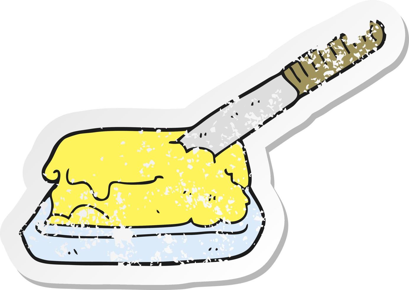 adesivo retrô angustiado de uma manteiga de desenho animado vetor